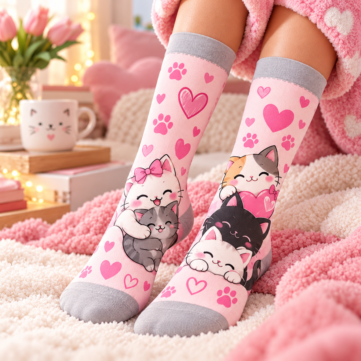 Cute Cat Crew Socks β Adorable Feline Lover Gift
