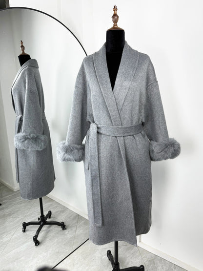 TARUXY Fox Fur Woolen Coats Women's Short Coat Office Lady Removable Elegant Double-sided Wool Overcoat 2025 New Cardigan Jacket