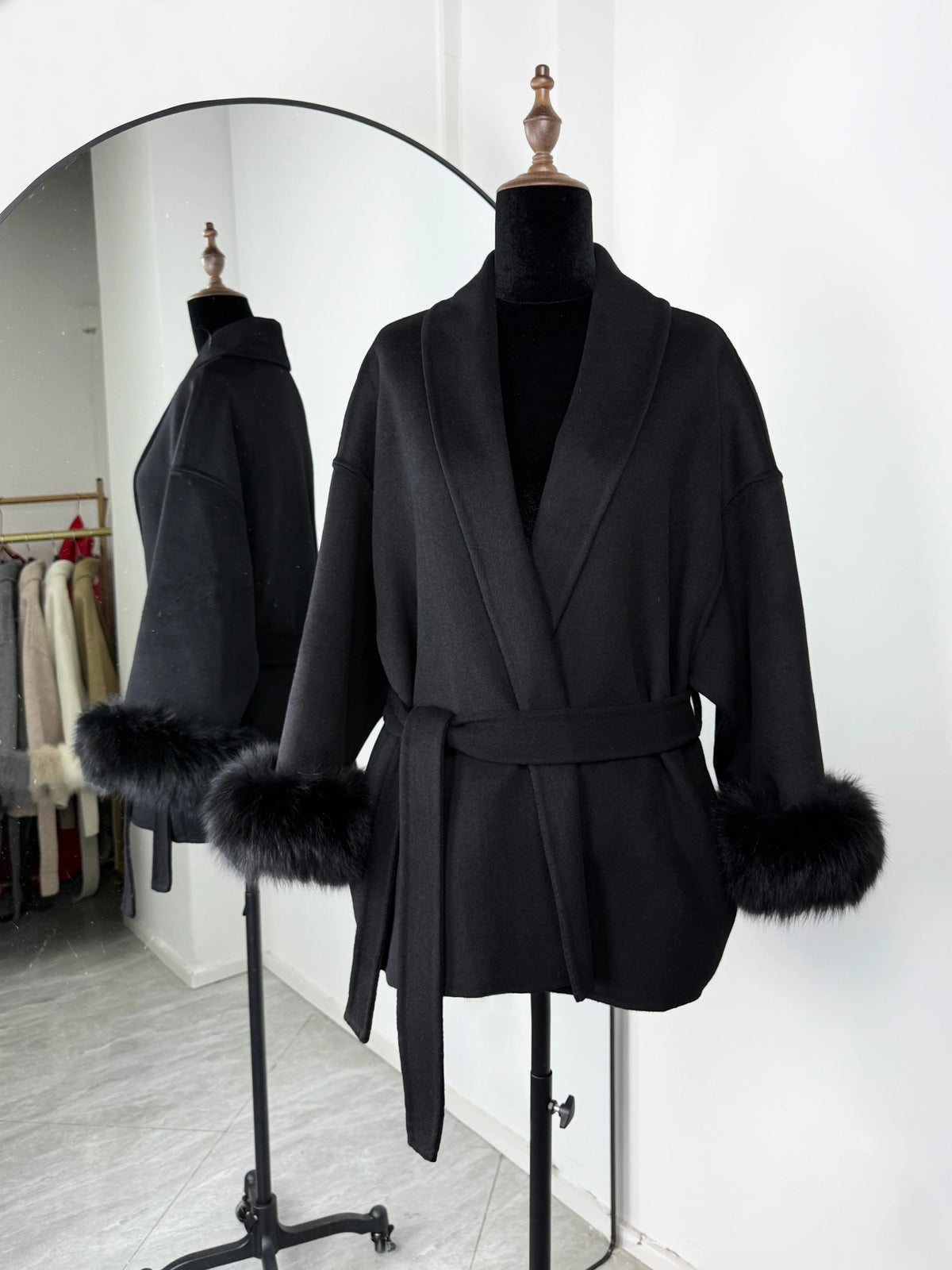 TARUXY Fox Fur Woolen Coats Women's Short Coat Office Lady Removable Elegant Double-sided Wool Overcoat 2025 New Cardigan Jacket